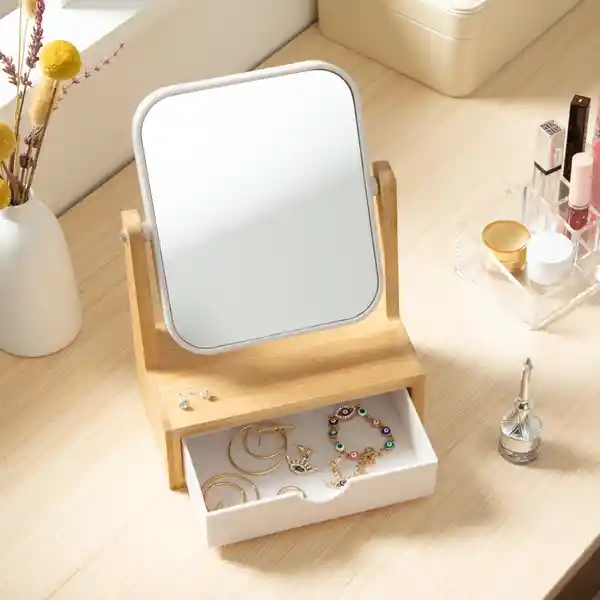 Espejo Con Cajonera de Bambú Casaideas