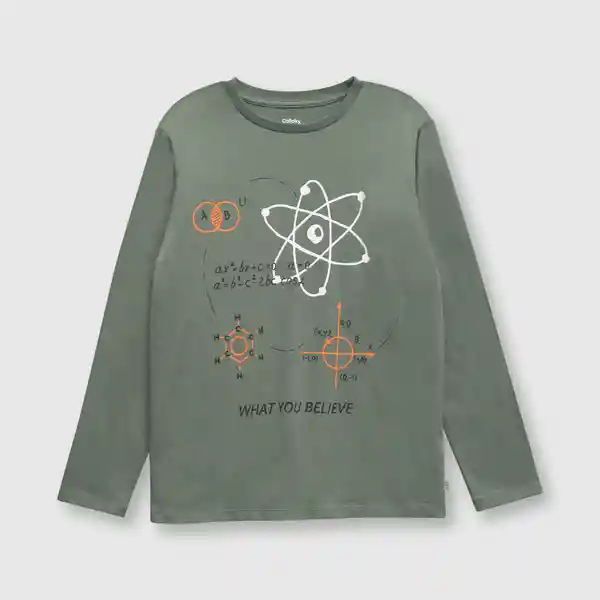 Polera Moléculas de Niño Oliva Talla 3A Colloky