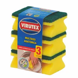 Virutex Esponja Multiuso Anatómica x 4 Unidades