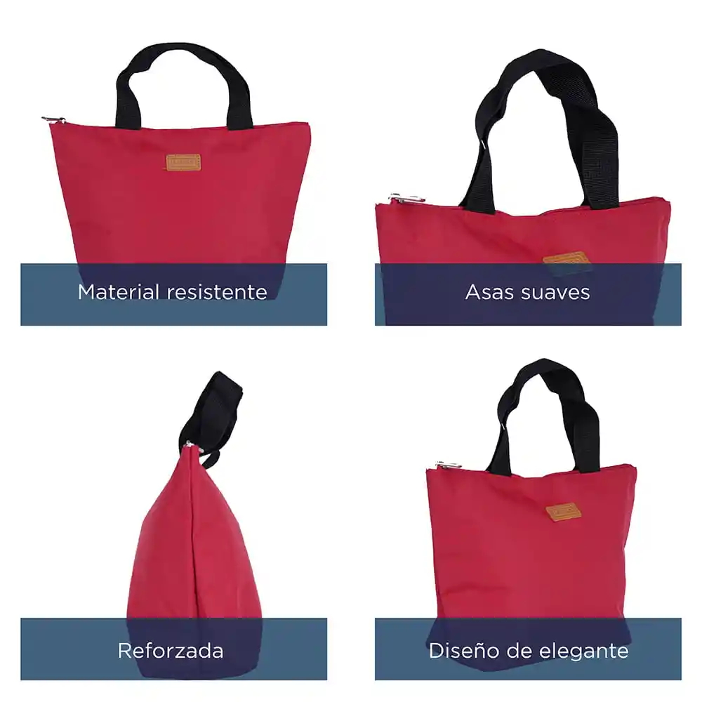 Miniso Lonchera Lisa Rojo 31.5x20.5x10cm