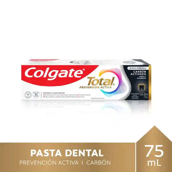 Pasta Dental Colgate Total Carbón Activado Con Flúor 75 mL