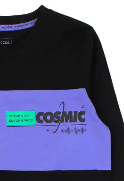 Polera Junior Con Cortes Cosmic 335 Niño Negro 10 Años Ficcus