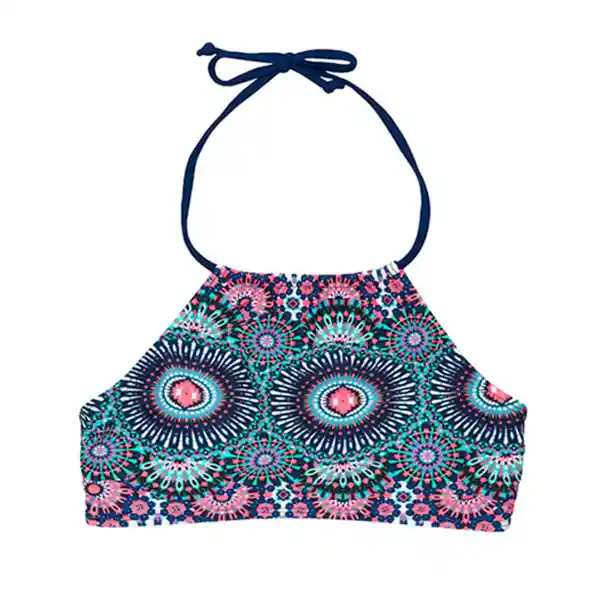 Bikini Peto Con Amarras Estampado Azul Talla L Samia