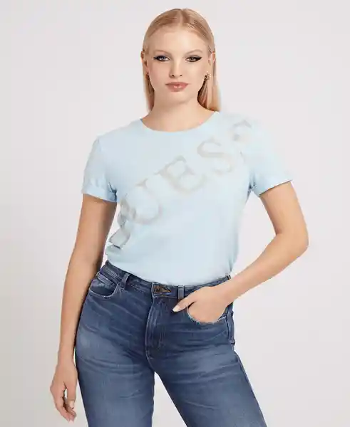 Polera Manga Corta Cn Benita Teea Celeste Talla XS G7JY Guess