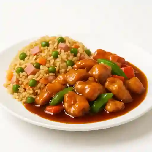 Pollo cantonés con arroz chino v
