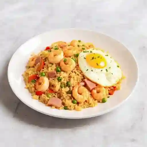 Arroz frito de camarón