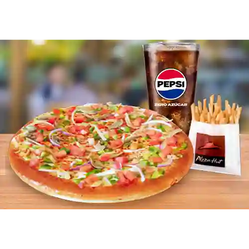 Pizza Veggie Lovers Individual + Papas Medianas + Bebida 350 ml