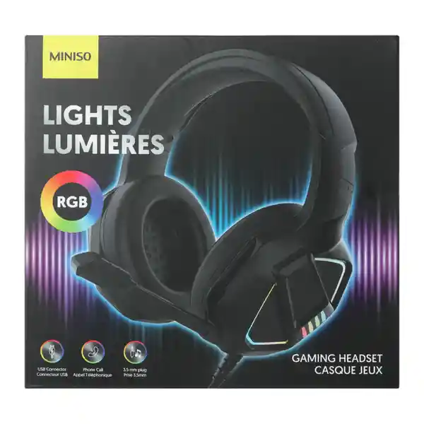 Audífonos de Diadema Con Luces Para Gaming Modelo H02 Miniso