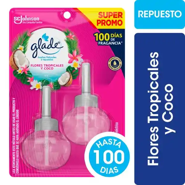 Desodorante Ambiental Glade Aceites Naturales Tropical Floral Repuesto Twinpack 21ml