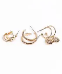 Pack de Argollas Doradas Flor