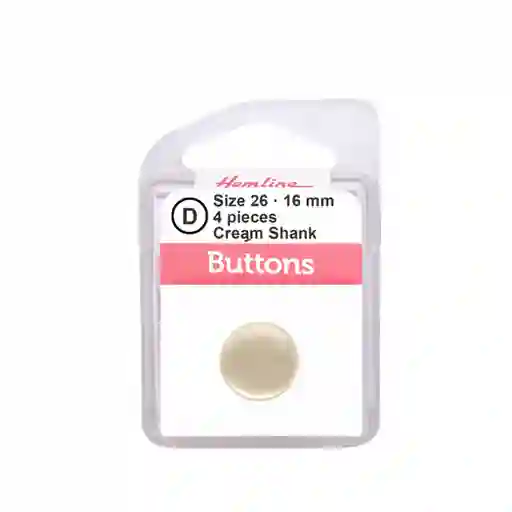 Botón Plástico Redondo Plano Crema 16mm 6 D Hb00626.03 16mm 6