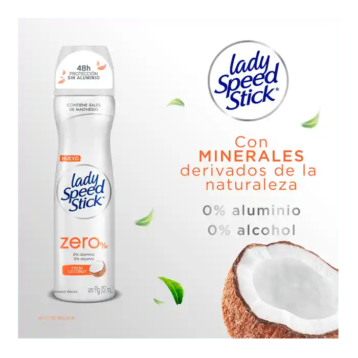 Lady Speed Stick Desodorante Fresh Coconut Zero % en Aerosol