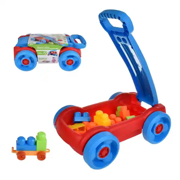 Set Carro Arrastre Con Pista y Bloques Infantiles