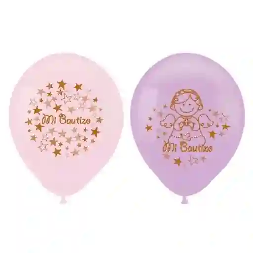 Globo Látex mi Bautizo Lila Rosado