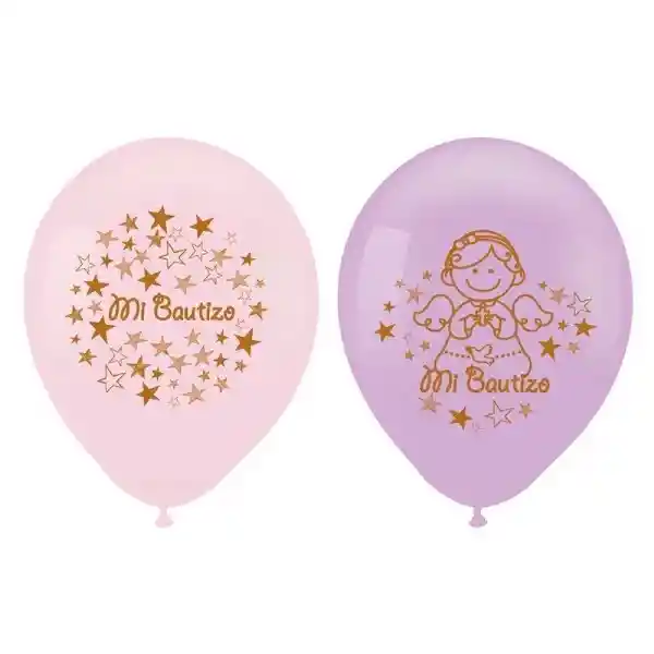 Globo Látex mi Bautizo Lila Rosado