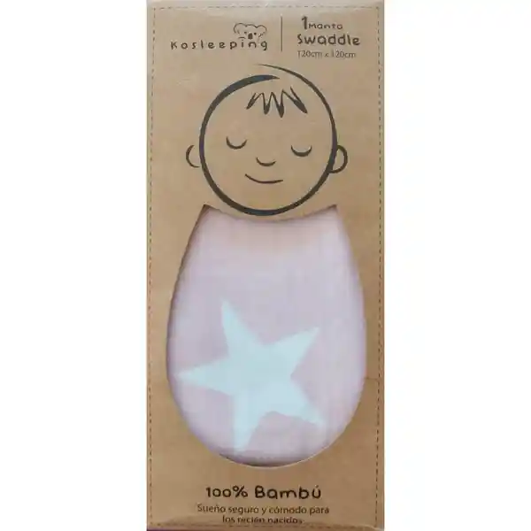 Kosleeping Manta Bambú Rosada Con Estrellas Blancas
