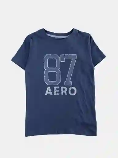 Aeropostale Polera Manga Corta Graph Marino Talla 14 2995 o V26