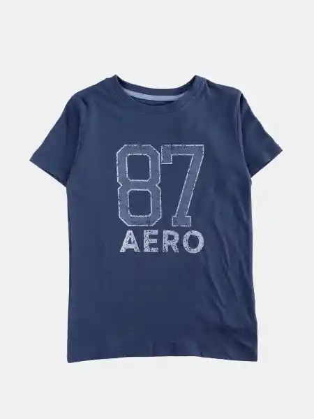 Aeropostale Polera Manga Corta Graph Marino Talla 14 2995 o V26