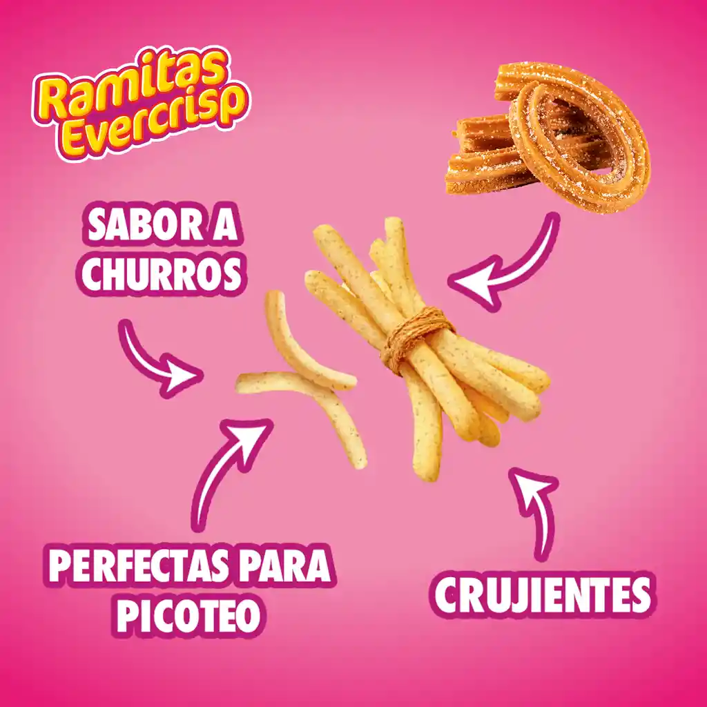 Snack Ramitas Evercrisp Sabor a Churros 250 g