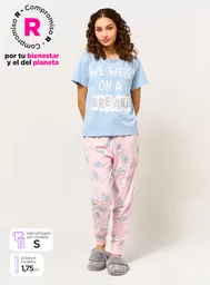 Friends Pijama Manga Corta Joger Friends Celeste Talla M V25