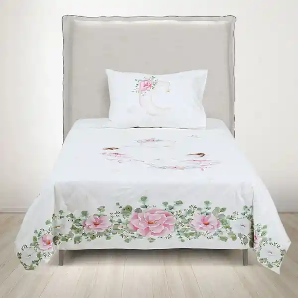 Funda Plumón Algodón Kids Reversible Ballet 1 Plaza Rosen