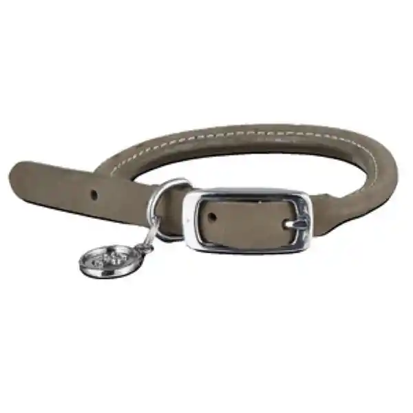 Bond & Co Collar Redondo de Cuero Gris Con Hebilla Perro