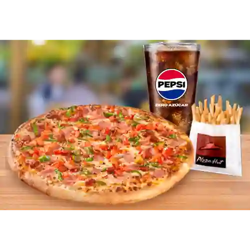 Pizza Española Individual + Papas Medianas + Bebida 350 ml