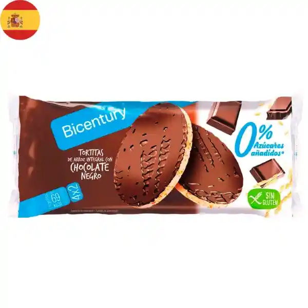 Bicentury Tortita de Arroz Integral Chocolate Negro Sin Azúcar