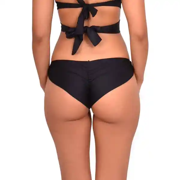 Bikini Calzón Con Drapeado Trasero Est. Negro Talla M Samia