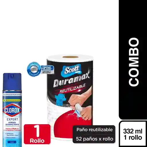 Combo Clorox Desinfectante en Aerosol + Toalla Coc Scott Duramax