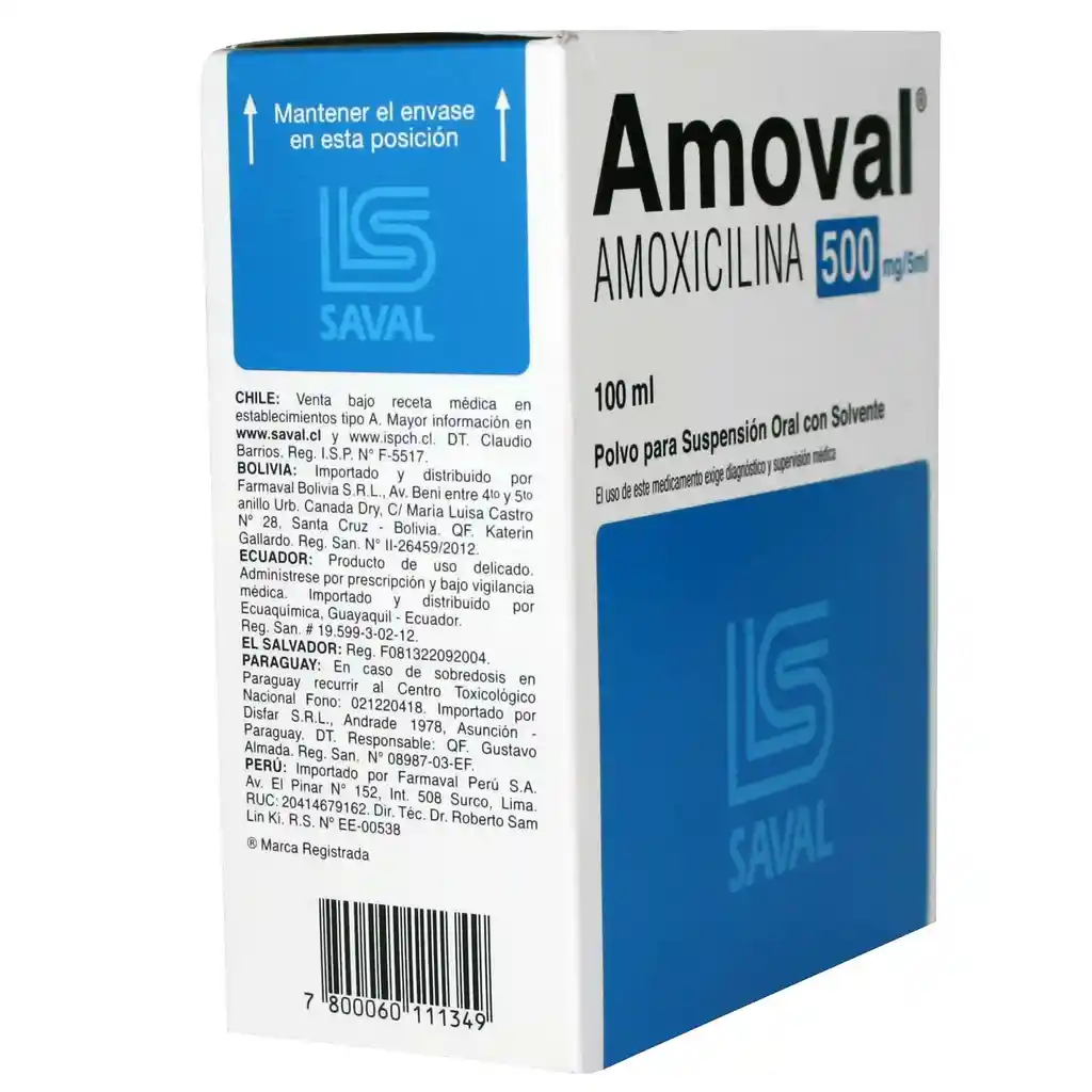 Amoval Amoxicilina 500 Mg Polvo para Suspensión Oral