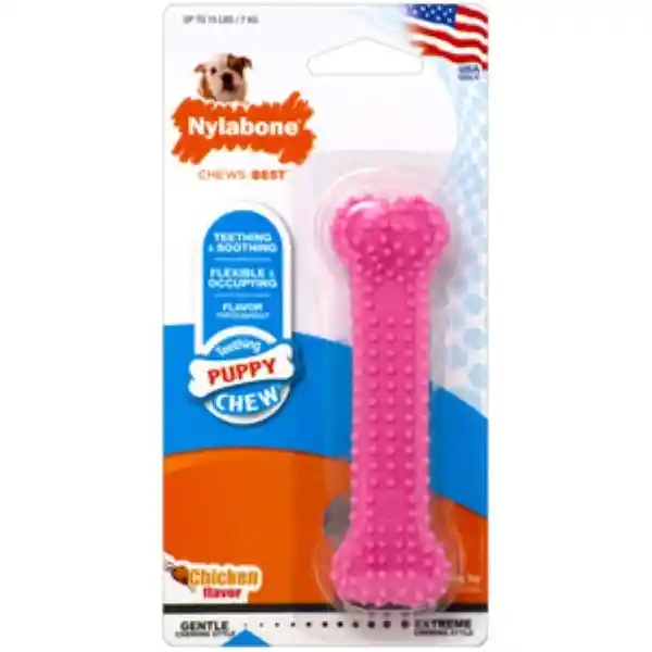 Nylabone Juguete Puppy Chew Masticable Hueso Cachorro Rosa