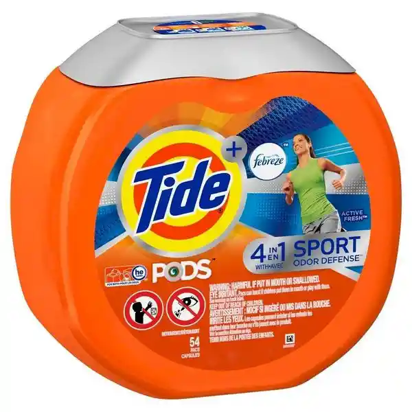 Tide Detergente de Ropa Concentrado Sports Cápsulas 4 en 1