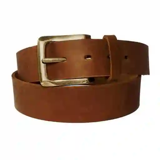 Cinturón De Cuero Liso Marrón Con Hebilla Bronce Talla S