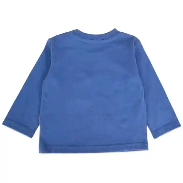 Polera Manga Larga Bebé Niño Azul Talla 9 M Pillín