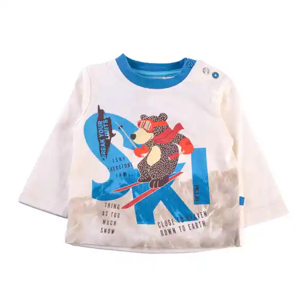 Polera Manga Larga Bebé Niño Crudo Talla 3 M Pillin