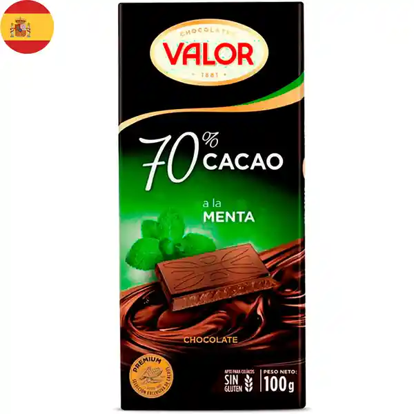 Valor Chocolate Amargo Con Menta 70% Cacao