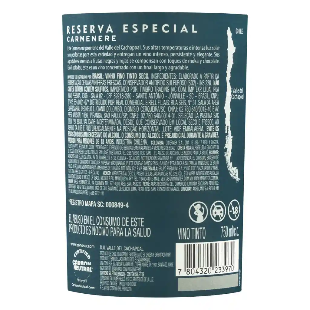 Cono Sur Carmenere Vino Res Esp