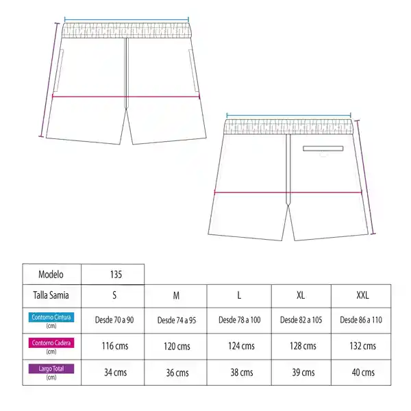 Short Corto Hombre Morado Talla L Samia