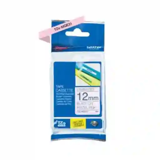 Brother Cinta Laminada Negro Rosa Pastel 12 x 4 mm