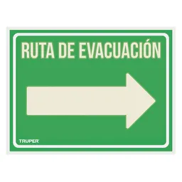 Truper Letrero "Ruta de Evacuacion Derecha" 21 x 28 cm