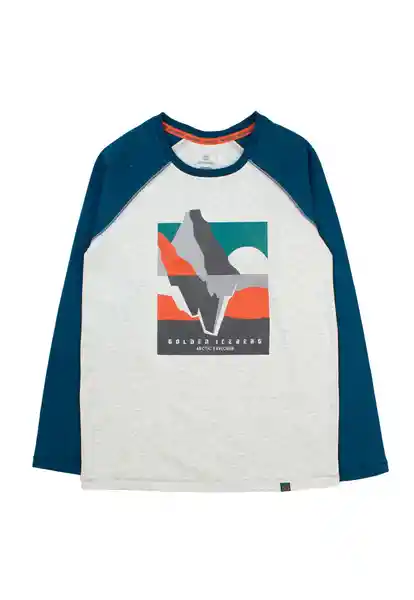 Polera Upf Manga Raglán Ficcustex 576 Gris Melange 8 Años Ficcus