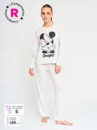 Mickey & Minnie Pijama Manga Larga Recto Gris S V26