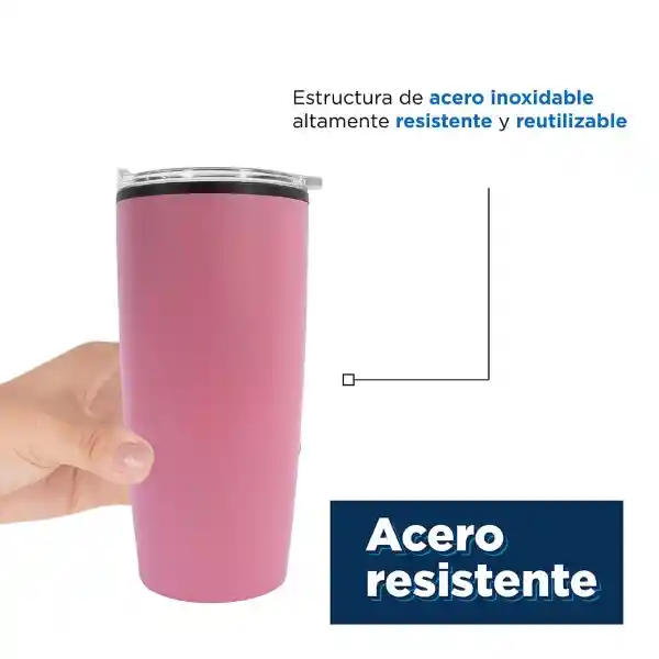 Miniso Vaso de Acero Inoxidable Para Coche Rosa 500 mL