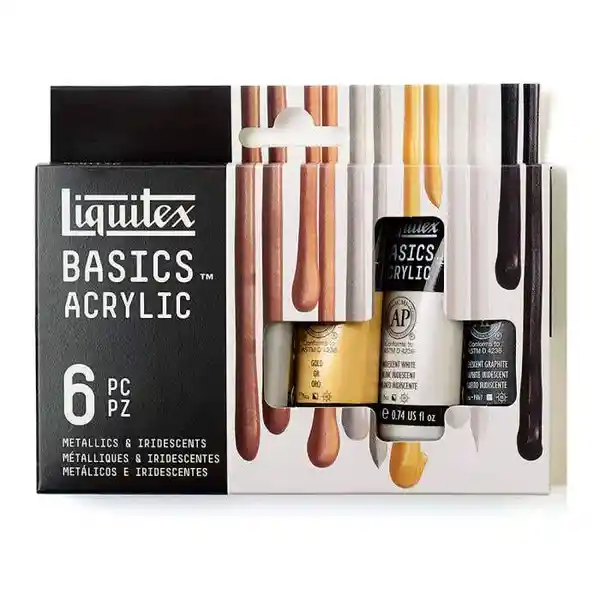 Liquitex Set Acrílico Basics Metálicos Iridescentes