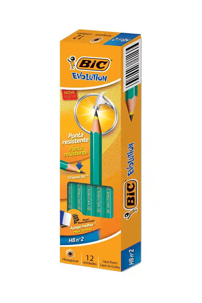 Lapiz Negro Bic Evolution Hb 12 Unidades