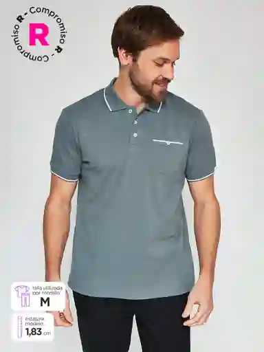 Kenneth Stevens Polera Manga Corta Piq Lin Petróleo L SS25