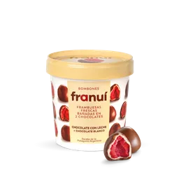 Franuí Frambuesas Bañadas de Chocolate Leche y Chocolate Blanco