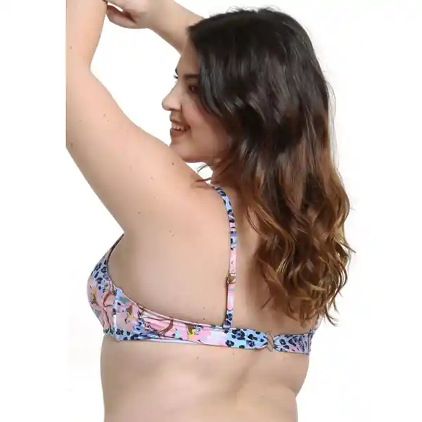 Bikini Triángulo Con Nudo Estampado Celeste Talla XL Samia