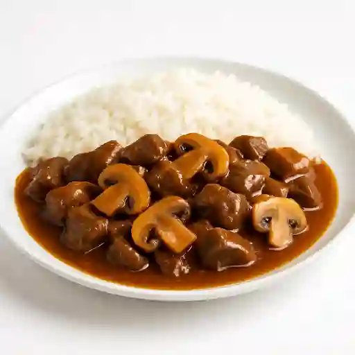 Carne Champiñón con Arroz